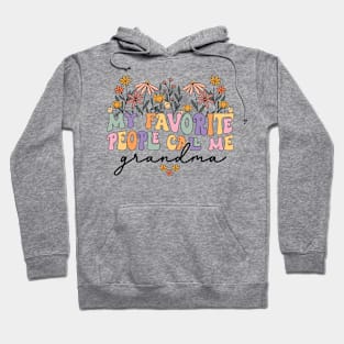 Retro Groovy My Favorite People Call Me Grandma Floral Hoodie